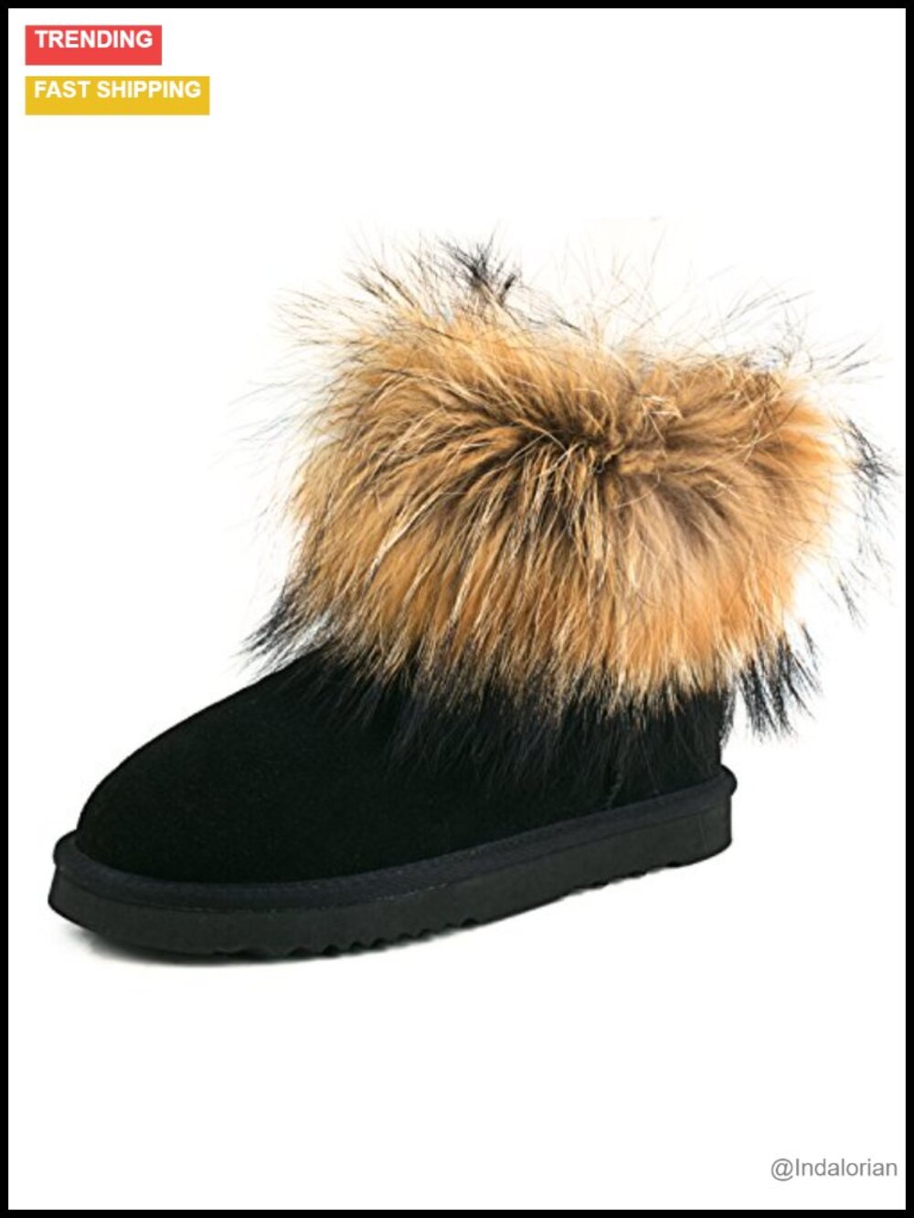 Genuine Suede Waterproof Winter Ankle Boots Furry Fur Lined Warm Snow Boots